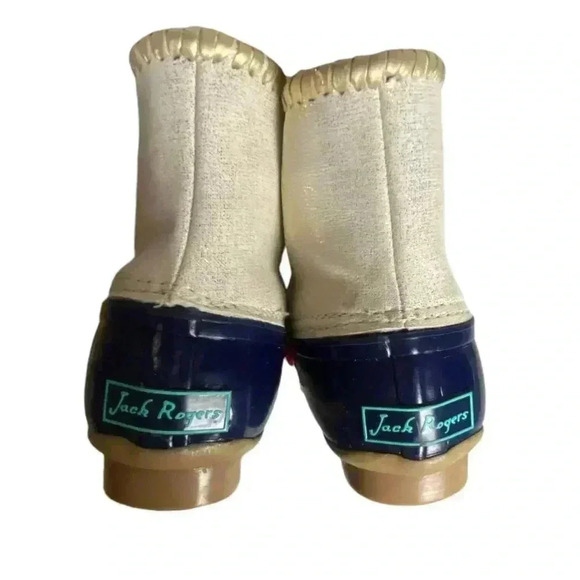 Jack Rogers Chloe Women's Size 6 Ankle Duck Boots Waterproof Cream Navy Metallic - Picture 7 of 9